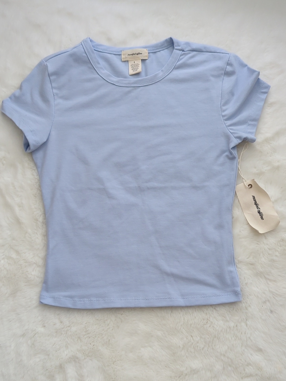 Manifest Offline 2 Piece Matching Lounge Set Baby Blue Sweat Shorts & Baby Tee - Picture 5 of 5